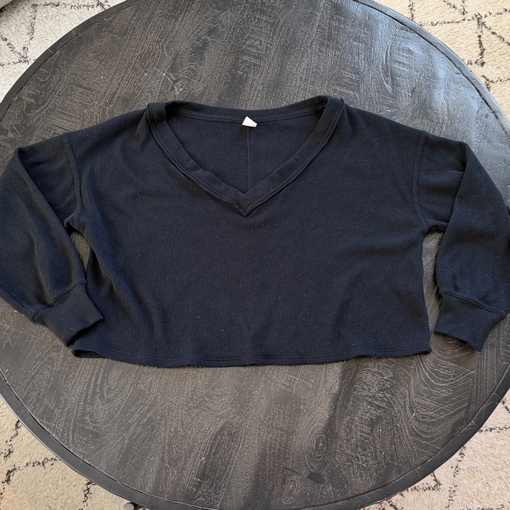 Gilly Hicks Black Ribbed Knit Top